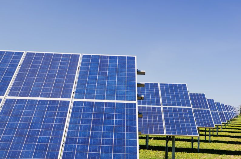 Green Energy - blue solar panel boards